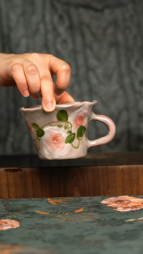 杯釉下彩手工手绘同款陶器