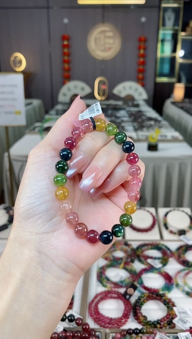 未镶嵌老矿碧玺彩虹单圈手串8mm+碧玺hon多样性发货一条