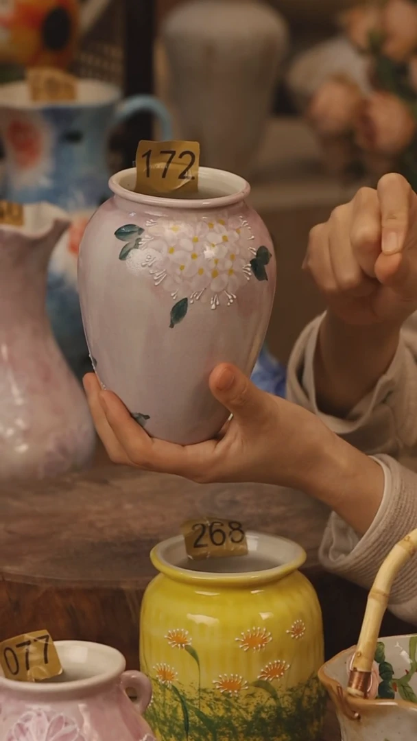 陶瓷景德镇设计师手作花器摆件侘寂风@M172@