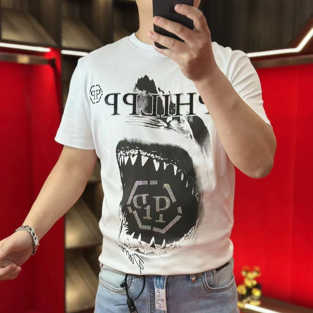 PP正品25新款潮牌液氨棉高品质欧货印花鲨鱼潮流印花T恤衫256802