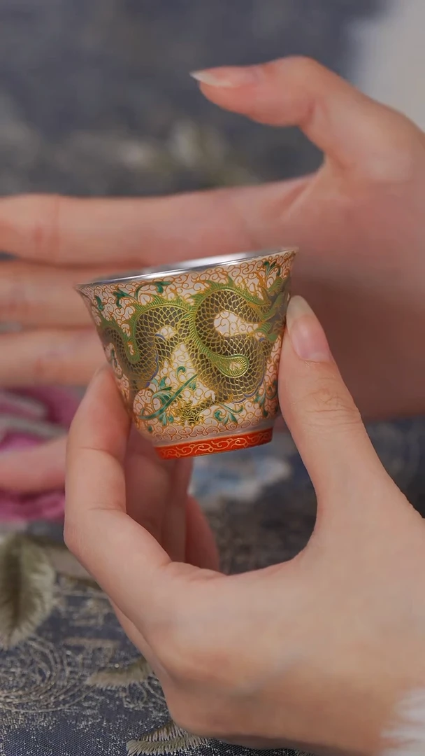 【闪购商品】【鎏银珐琅彩牡丹龙客杯】