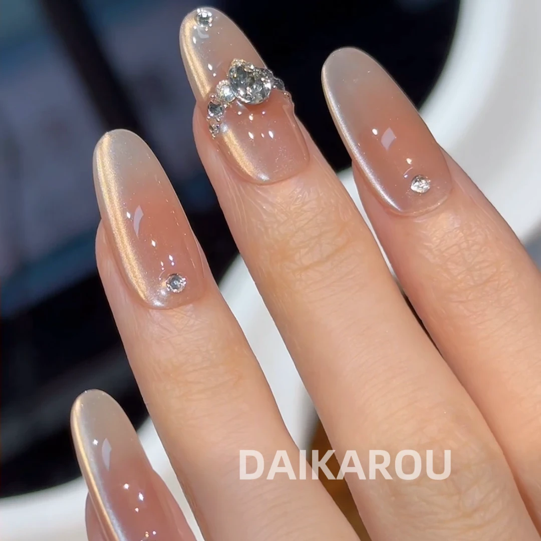 粉璨钻境 黛卡柔  此度 中椭圆 长椭圆 短椭圆手工穿戴甲10片