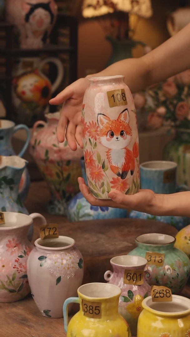 陶瓷108景德镇设计师手作花器摆件侘寂风