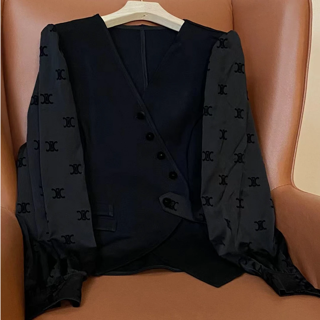 假两件女士衬衫显瘦气质黑色百搭复古法式小众设计感