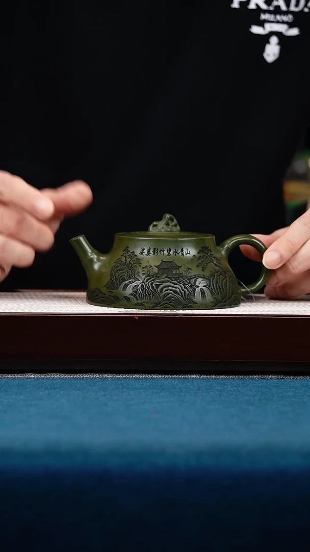 茶壶紫砂绿泥竹石石瓢