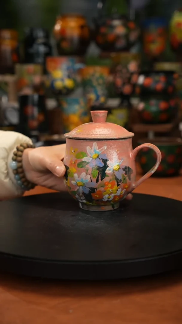 紫砂油画手绘釉下彩