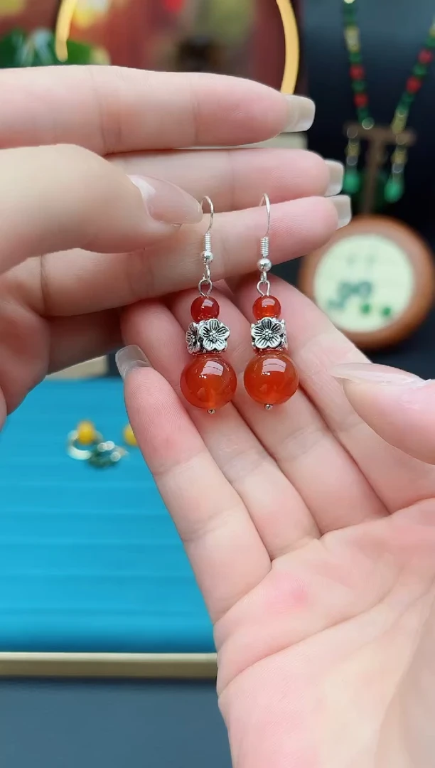 玛瑙/玉髓耳饰银S925镶嵌422000