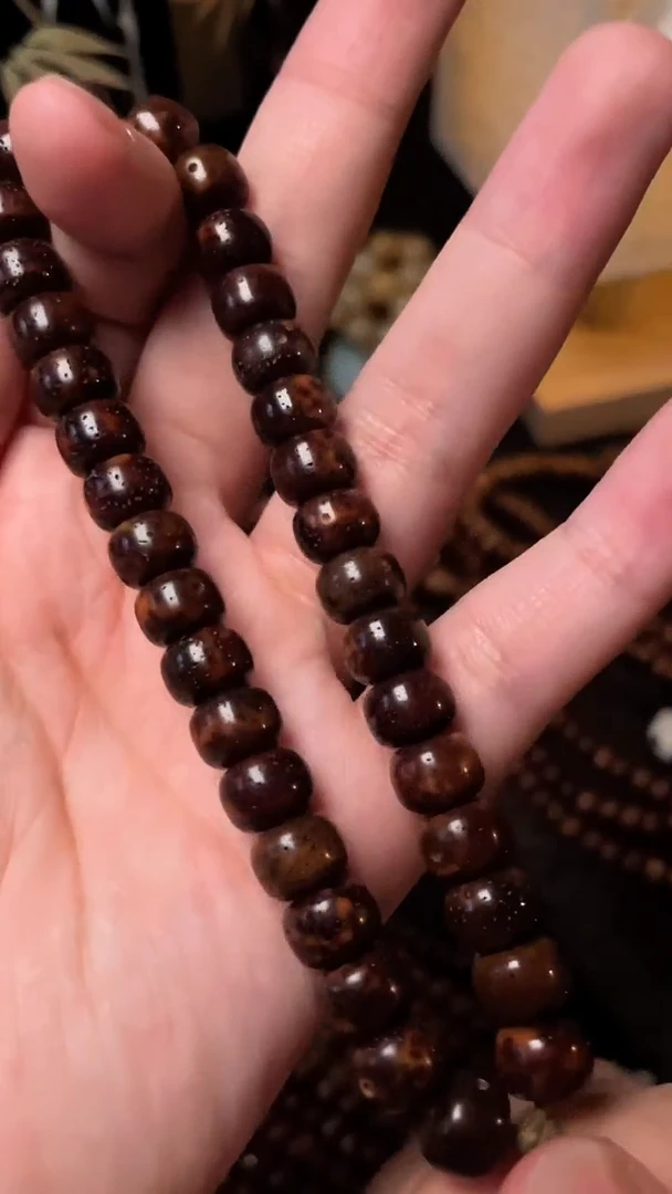 手串星月菩提精工级深珀花皮新桶9*7手持