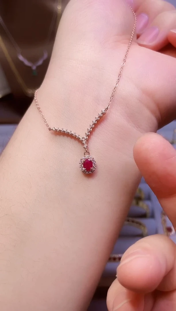 【闪购商品】红宝石吊坠(赠链)银S925镶嵌一条