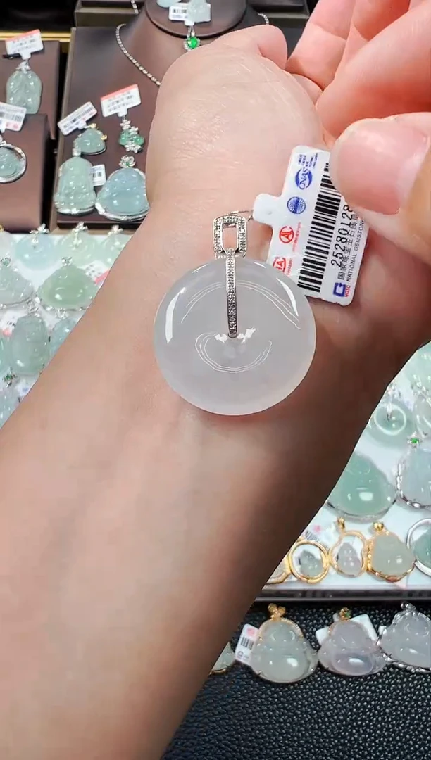 翡翠18K金镶嵌吊坠(不含链)平安扣吊坠1285