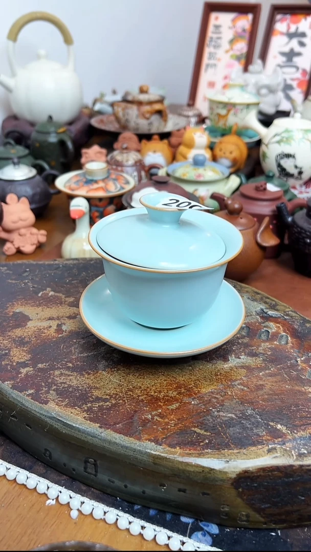 【 茶瓷物语】青瓷盖碗