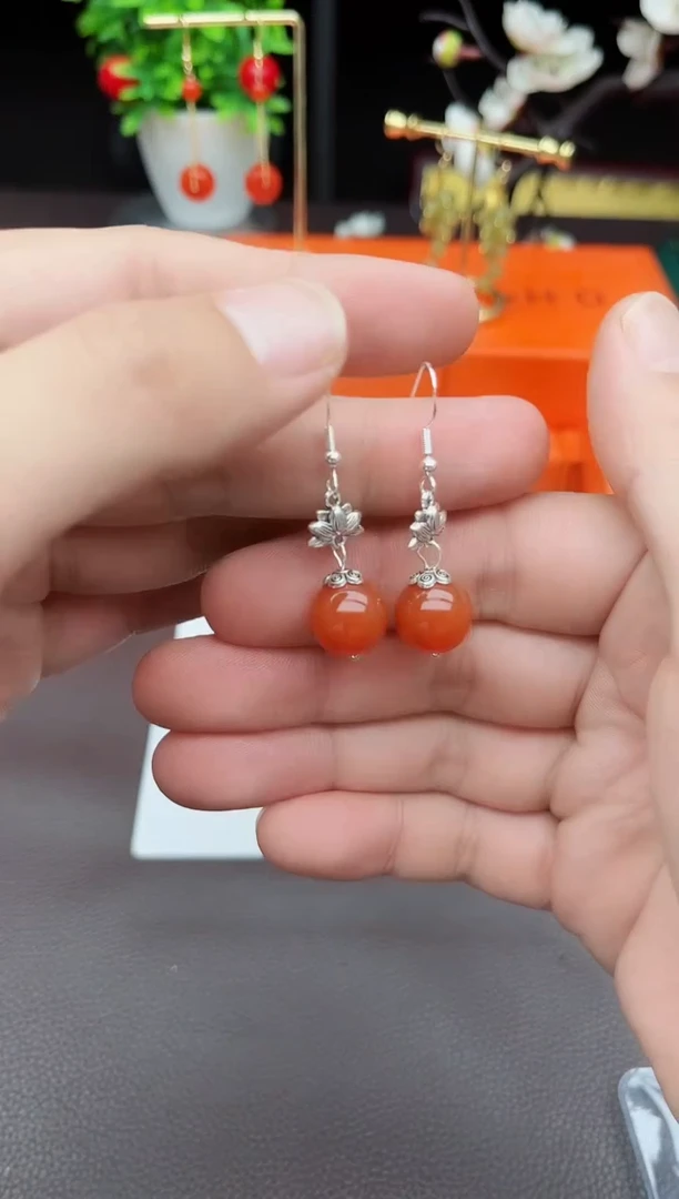 玛瑙/玉髓耳饰银S925镶嵌718000