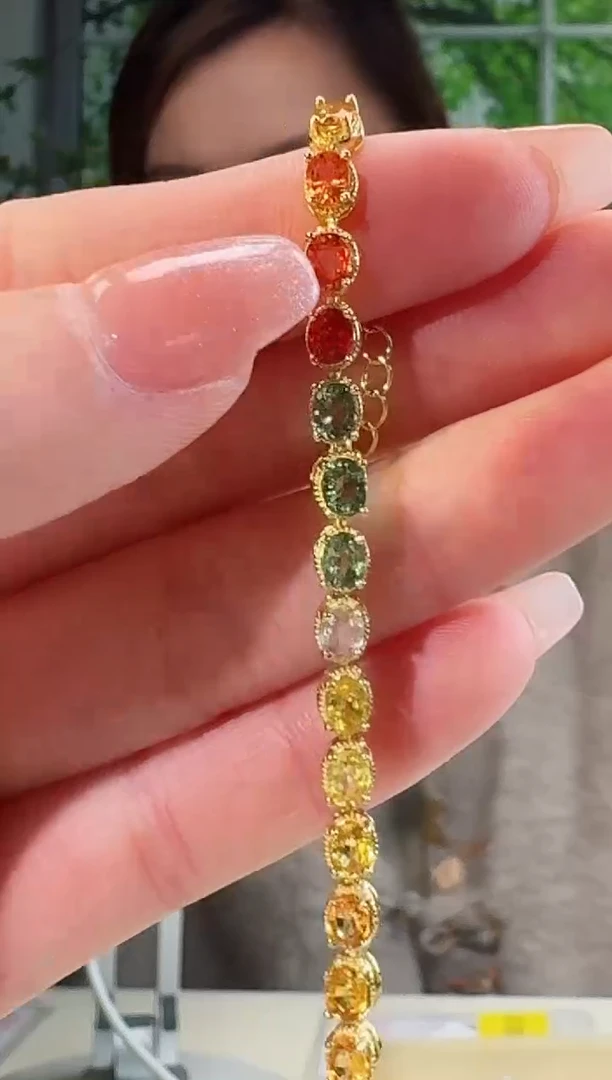 手链彩色蓝宝石未镶嵌天然彩色蓝宝石手链
