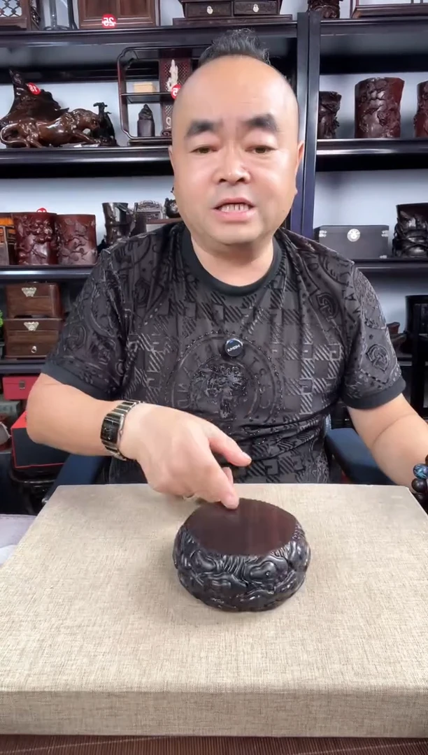 木小云纹圆老李红木工艺品