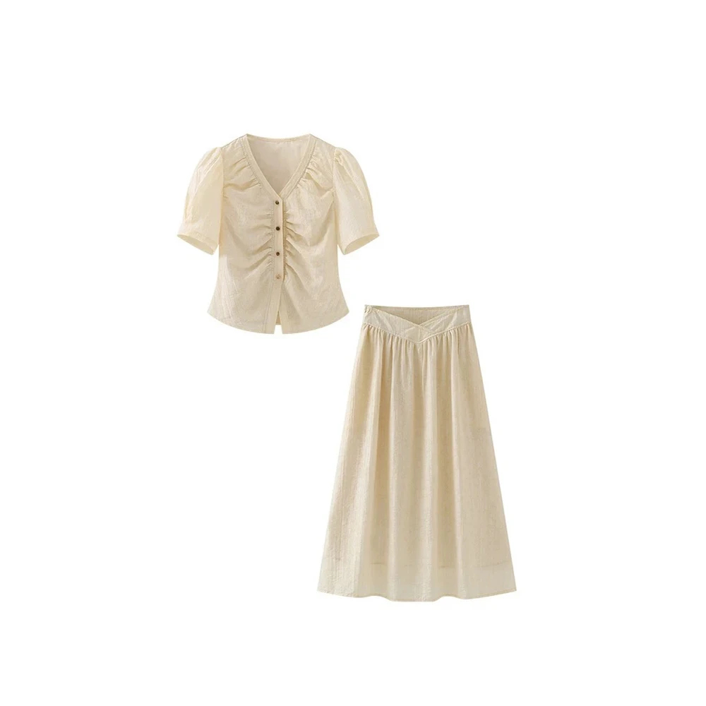 法式2025新款洋气减龄淑女短袖显瘦半身裙气质夏套装2988