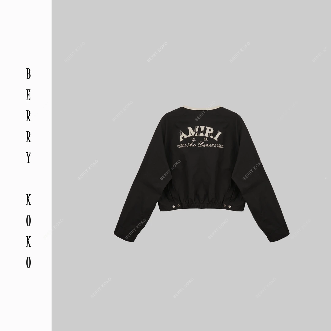 早秋四季款高品质短款外套手工绣字母显瘦百搭V领棒球服外套93830