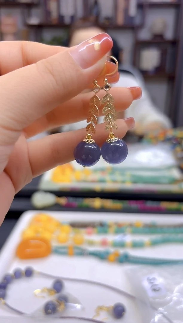 【闪购商品】碧玺猫眼耳饰14K金镶嵌耳饰E715