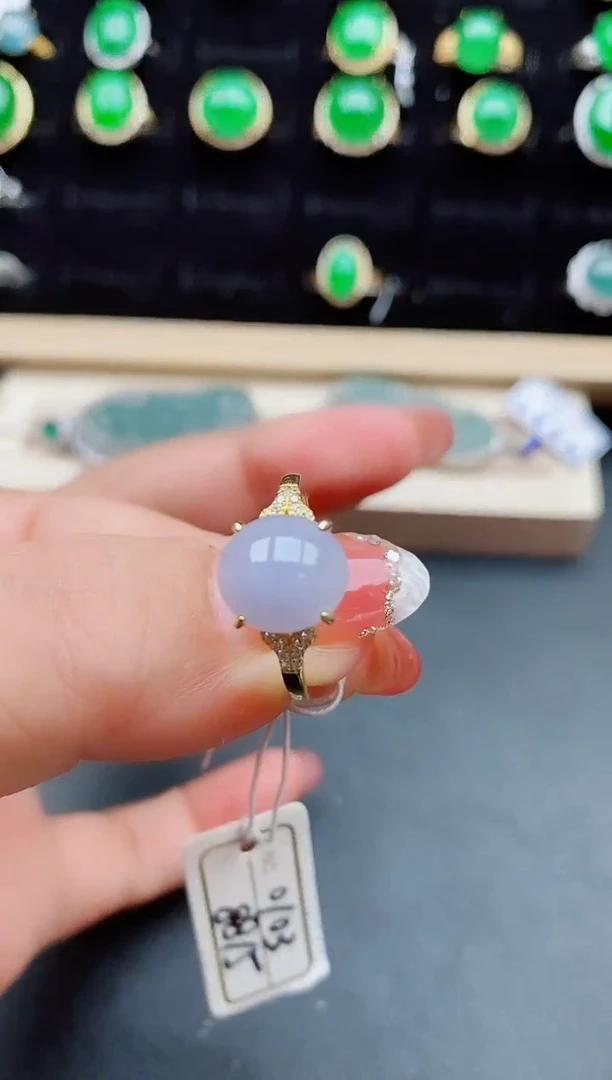 【闪购商品】翡翠戒指银S925镶嵌8500