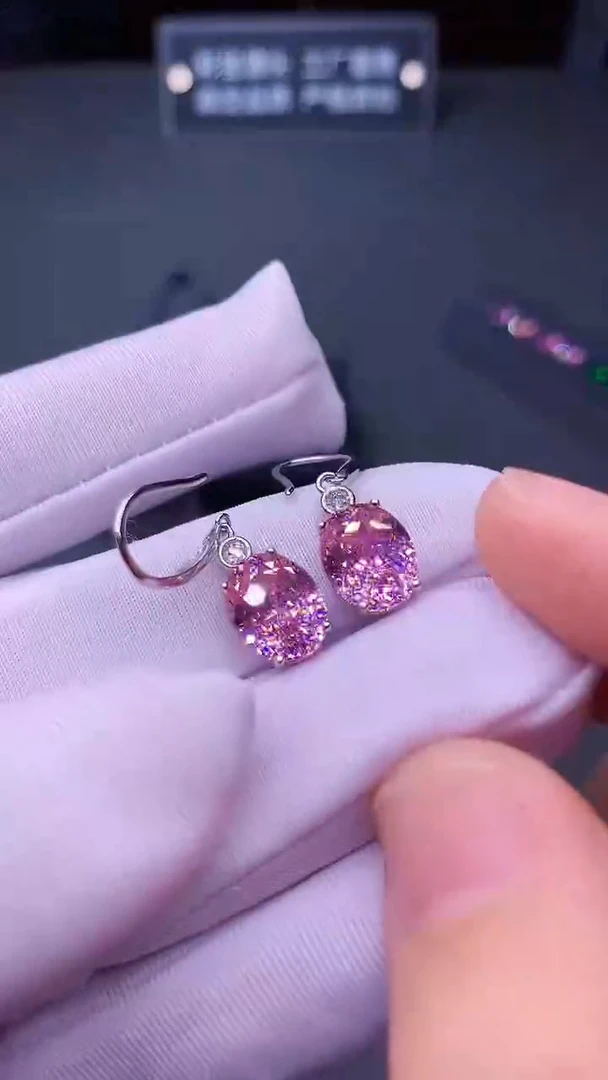 银S925镶嵌耳饰碧玺..