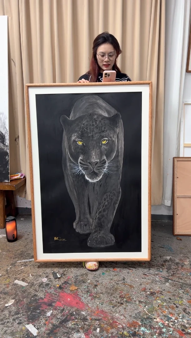 【闪购商品】丙烯画画江湖拉松黑豹精装裱