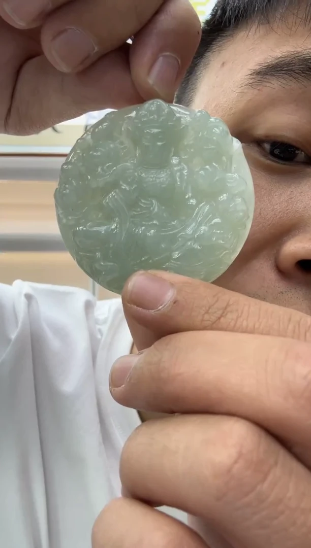 颈饰未镶嵌翡翠天然翡翠A货孤品一件