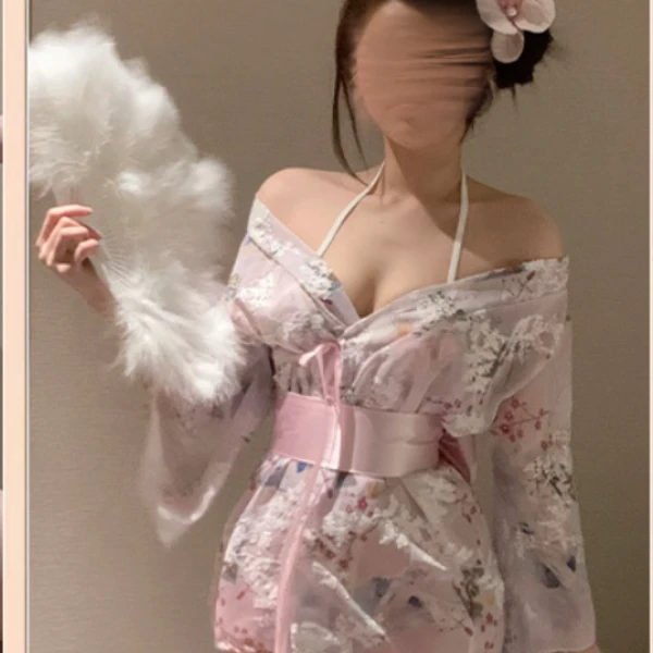 【Moon Veil月影轻幔】性感内衣纯欲日系印花和服制服套装免脱睡衣