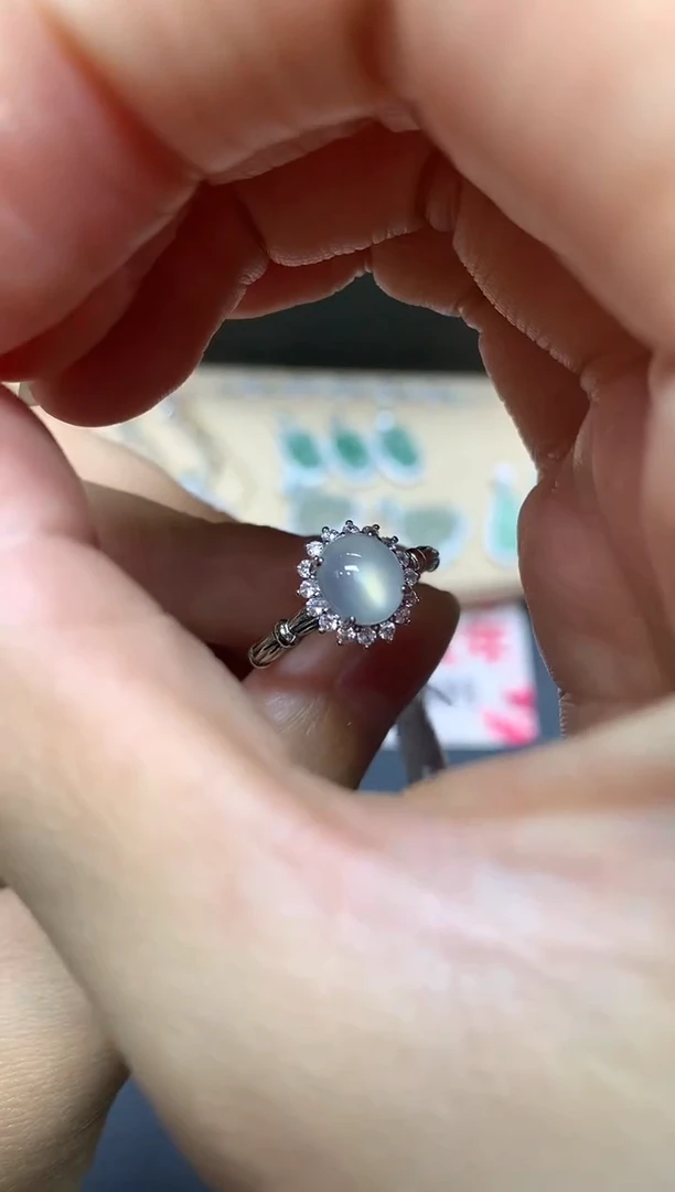 【闪购商品】翡翠戒指银S925镶嵌蛋面【多样性发其一】