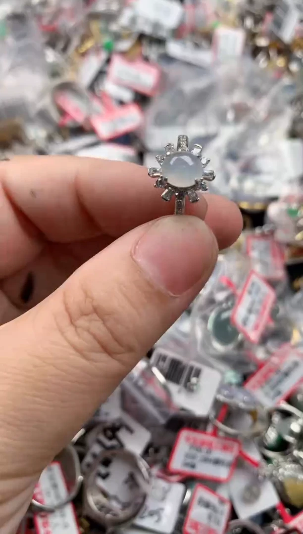 银S925镶嵌戒指翡翠666   6