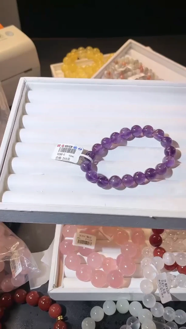 未镶嵌手链水晶多样性发一Q79紫兔毛10mm