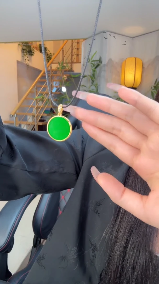 翡翠银S925镀金镶嵌吊坠(不含链)天然缅甸A货翡翠吊坠