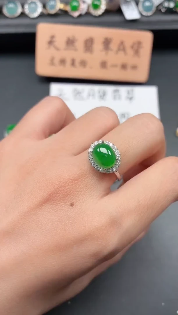 银S925镶嵌戒指翡翠111