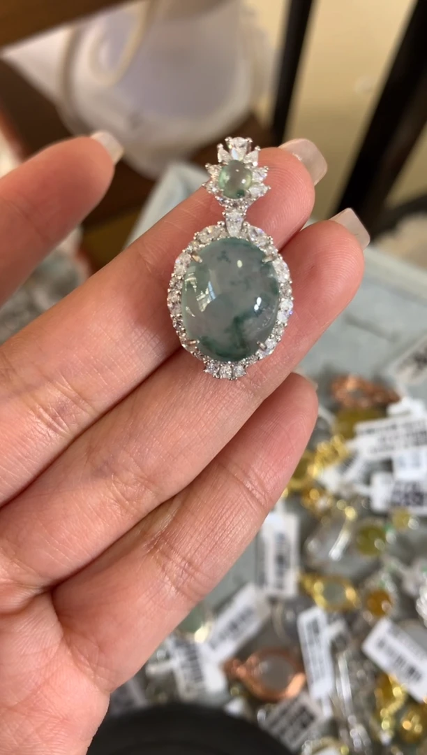 银S925镶嵌戒指翡翠未*吊坠