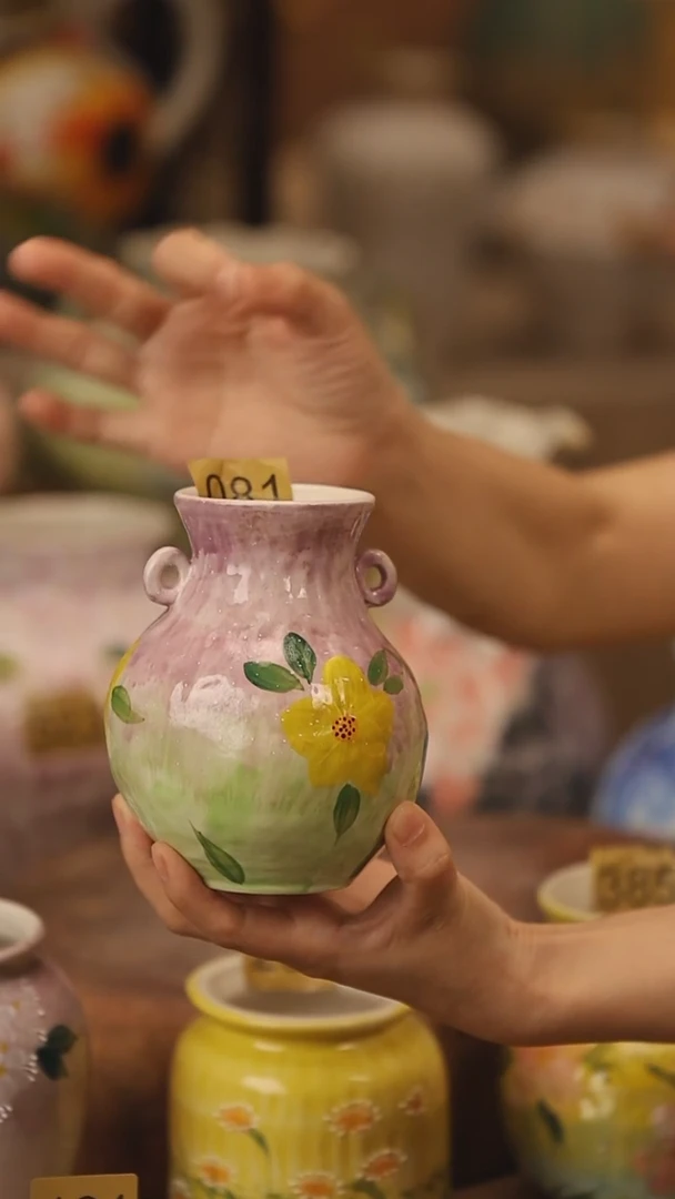 陶瓷081景德镇设计师手作花器摆件侘寂风