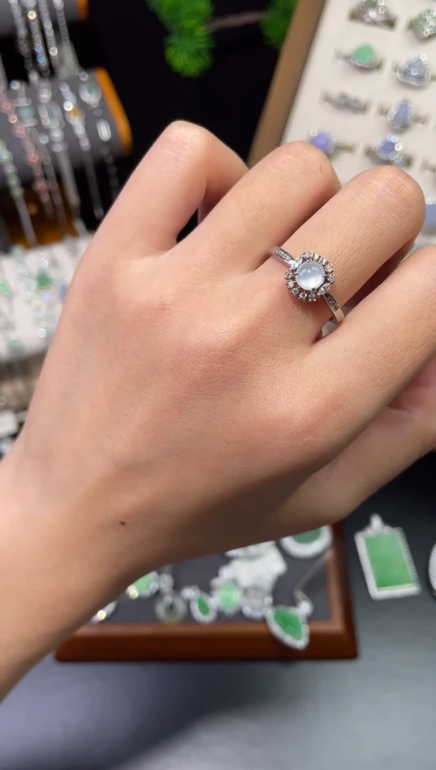 银S925镶嵌戒指翡翠戒指