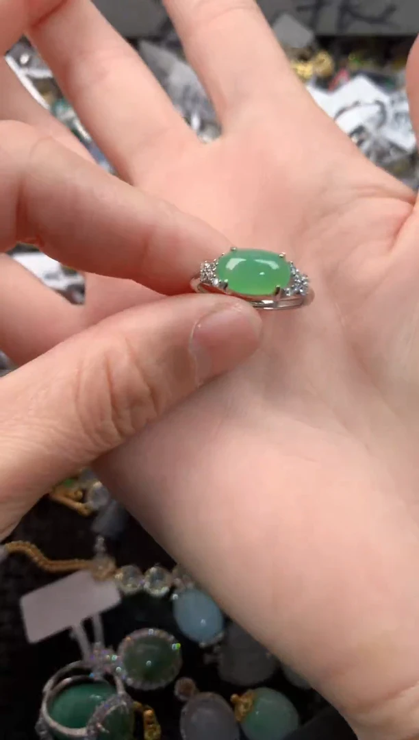 银S925镶嵌戒指翡翠111   3