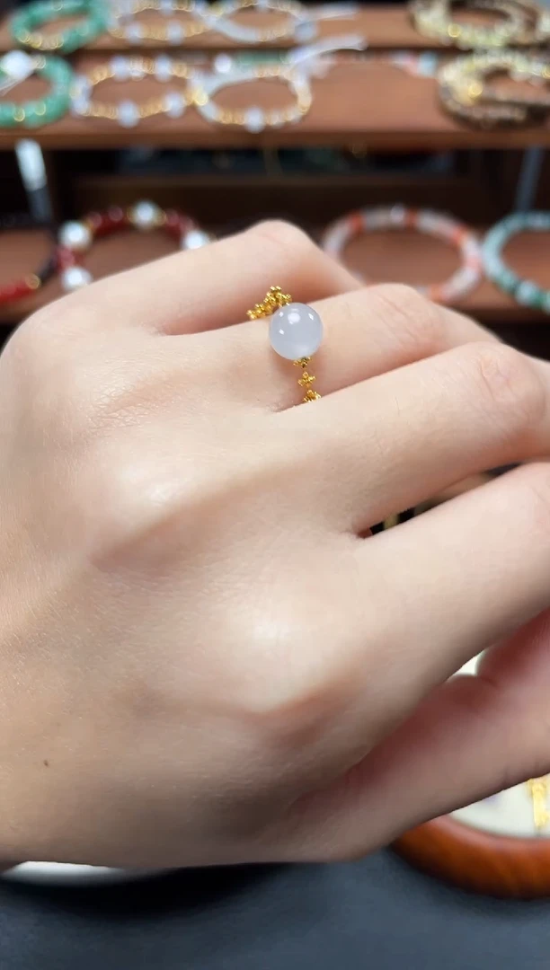 【闪购商品】翡翠戒圈18K金镶嵌一个  458