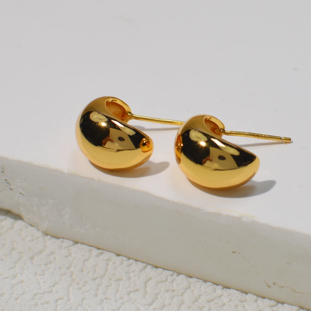 925银耳饰  HUAHUA银饰·复古简约百搭小豆豆耳饰法式ins