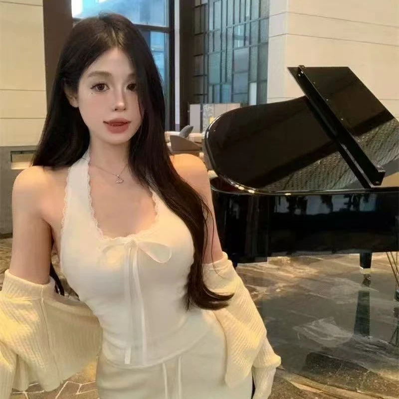 【主播内搭 优质版】挂脖带胸垫吊带背心内搭上衣显瘦纯欲