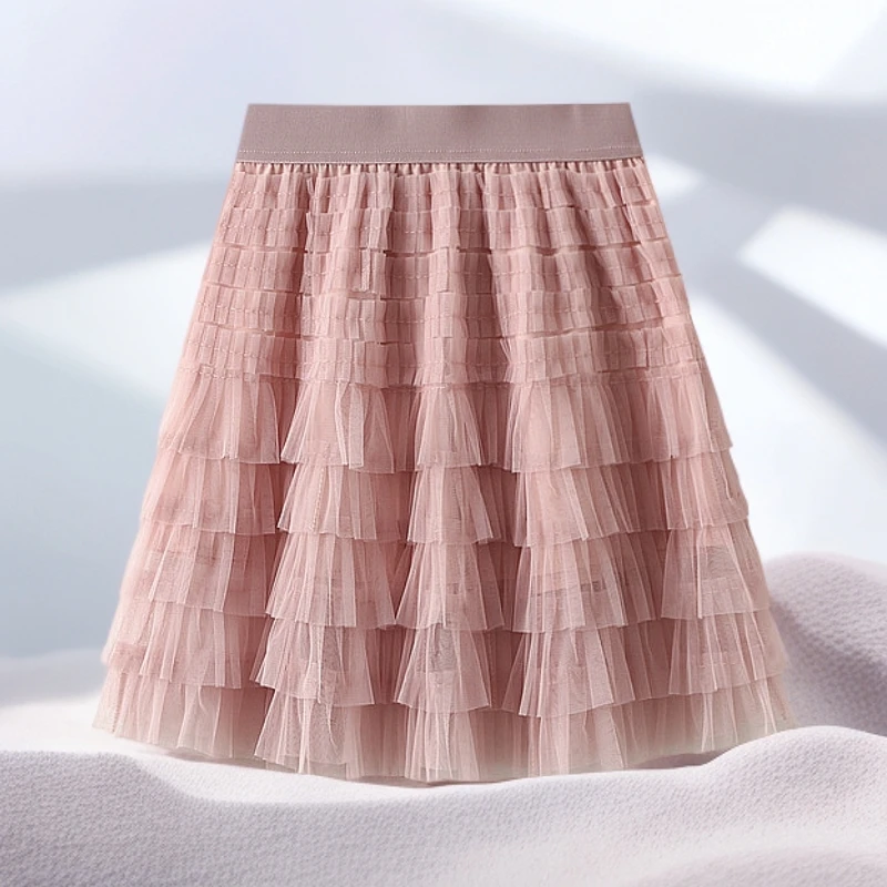 网纱裙洋气半身裙女夏春秋2025新款a字裙蛋糕裙时尚短裙子不规则