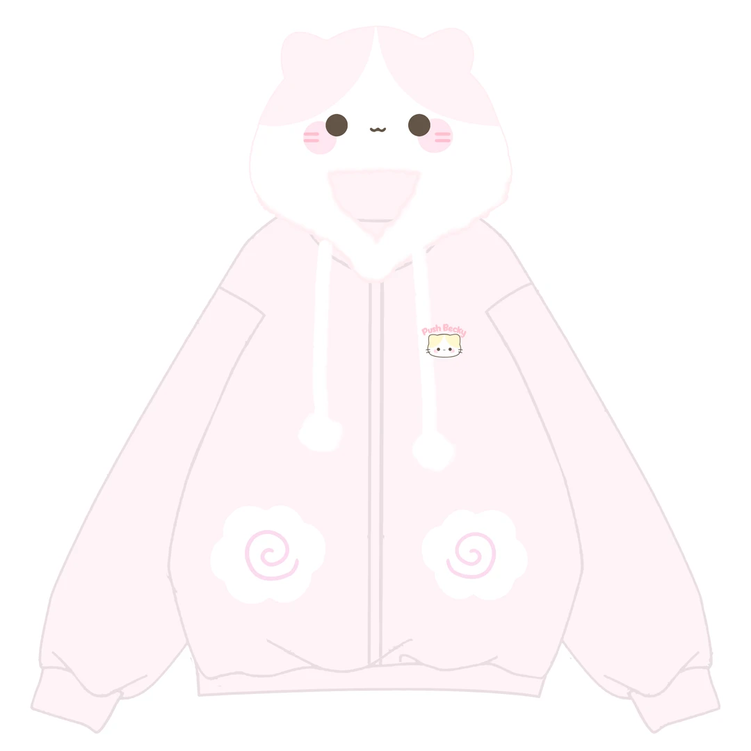 凛可爱 甜美软萌可爱卡通刺绣连帽卫衣春季宽松显瘦慵懒外套女