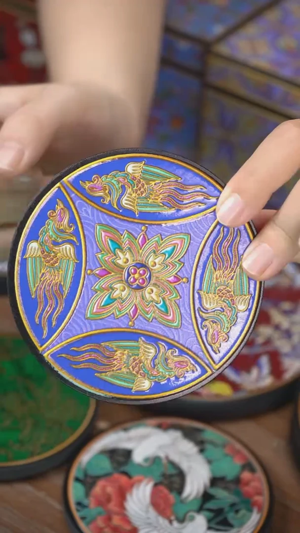 壹藏贰宝有凤来仪图案杯垫一片