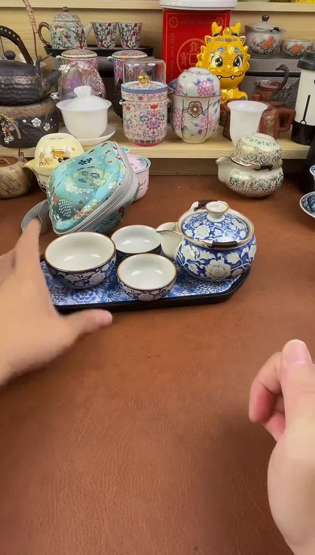 陶瓷茶具摆件旅行套组