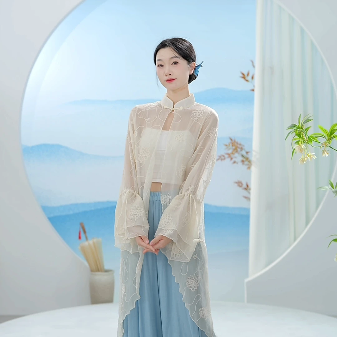 3112 D成人舞蹈新中式刺绣提花上衣练功新款日常跳舞专用中国古典