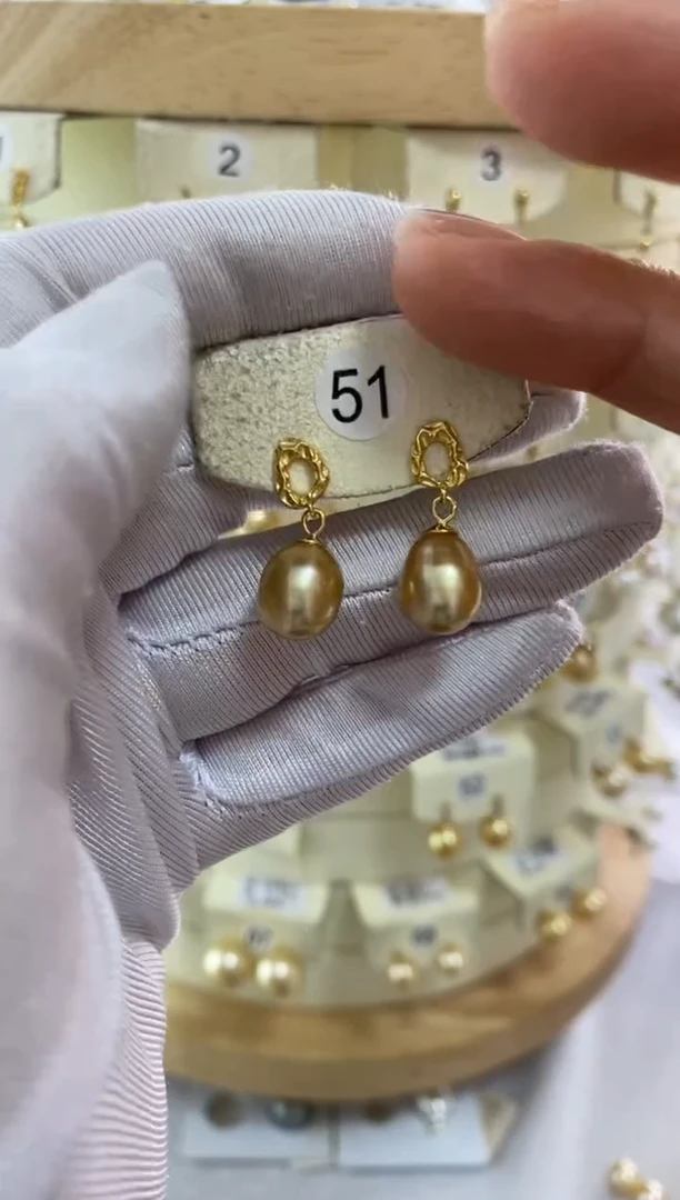 银S925镶嵌耳饰海水珍珠9-10mm