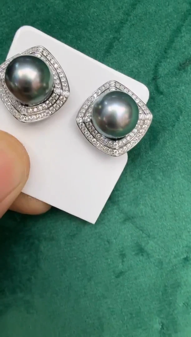 银S925镶嵌耳饰海水珍珠耳钉