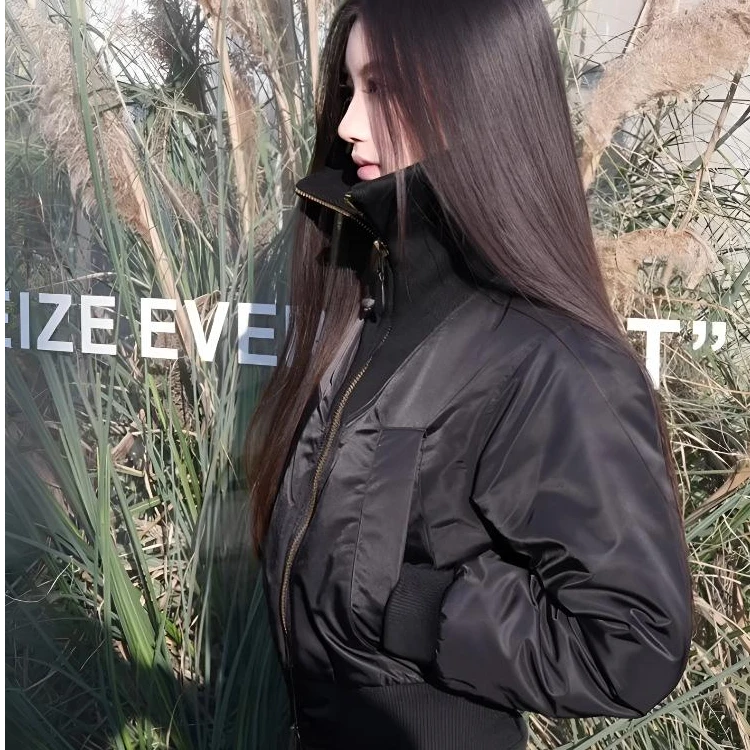 黑色夹克外套2025秋季新款独特超好看时尚休闲百搭立领拉链短上衣
