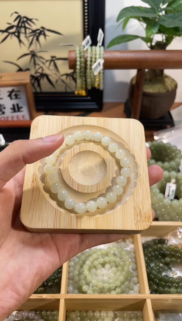 手串未镶嵌和田玉天然和田玉k8mm晴白