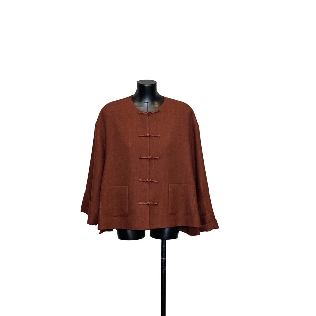 「利琪高订」新中式国风气质轻奢百搭纯羊毛盘扣外套A6912