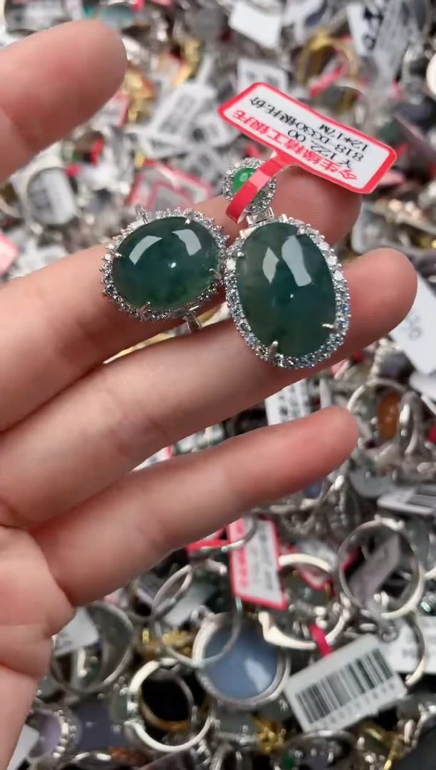 银S925镶嵌戒指翡翠333 8