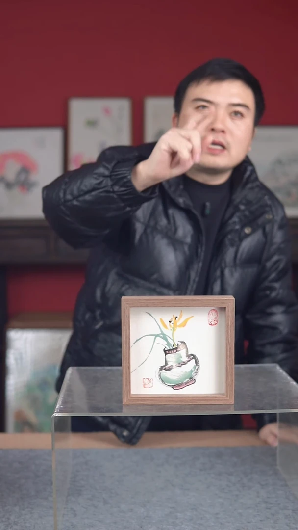 国画纯手绘纯手写-带框尺寸17*17